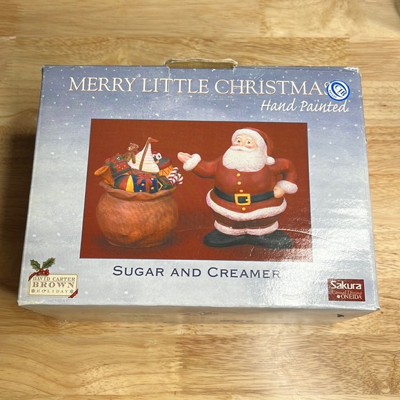 Vintage Sakura David Carter Brown Santa & Toys HP Sugar & Creamer - Picture 2 of 16